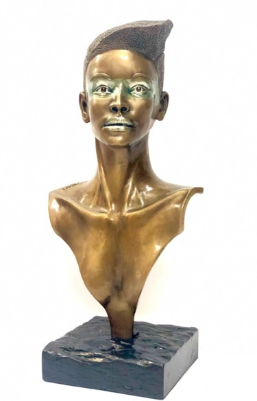 Sculpture titled ""Tamu" African lady…" by Sonja Smeyers, Original Artwork, Bronze