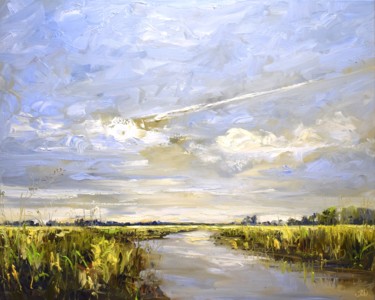 Schilderij getiteld "Sky way" door Sonja Brussen, Origineel Kunstwerk, Olie