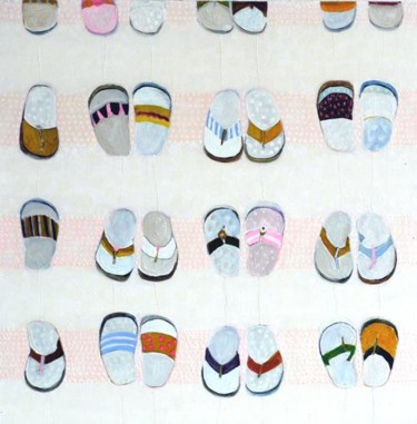 Malerei mit dem Titel "Flip Flops 2" von Sonja Wagner, Original-Kunstwerk, Öl
