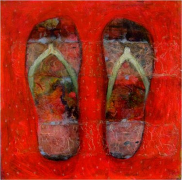 Malerei mit dem Titel "Flip Flops 16" von Sonja Wagner, Original-Kunstwerk, Öl