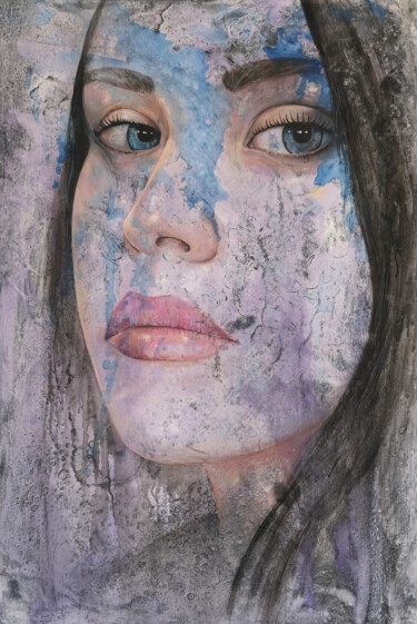 Painting titled "Portrait in blue #4" by Sonny Insinna, Original Artwork, Oil