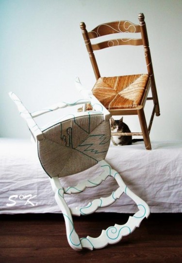 Collages intitulée "voyages, en chaise" par Sofi L'Eau, Œuvre d'art originale