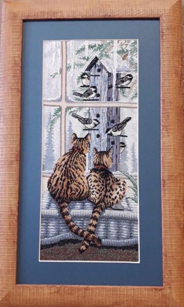 Картина под названием "Наблюдатели" - Sonyatko, Подлинное произведение искусства, Текстильное волокно Установлен на Деревянн…