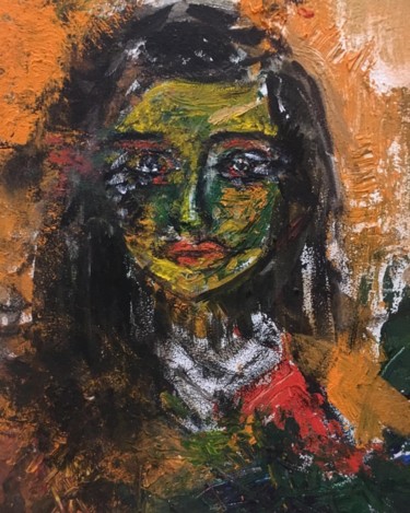 Картина под названием "Self-portrait in de…" - Софья Шахова, Подлинное произведение искусства, Темпера