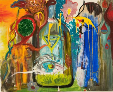 Картина под названием "Коктейльная Москва.…" - Софья Шахова, Подлинное произведение искусства, Акрил Установлен на Деревянна…