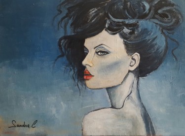 Malerei mit dem Titel "Blue" von Sandra Chretien, Original-Kunstwerk, Acryl