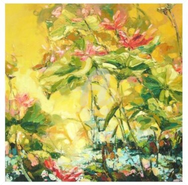 Painting titled "modern lotus" by Soon Lai Wai, Original Artwork