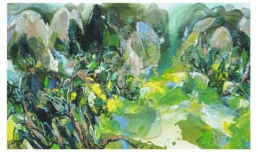 Painting titled "mountain series14A" by Soon Lai Wai, Original Artwork, Oil