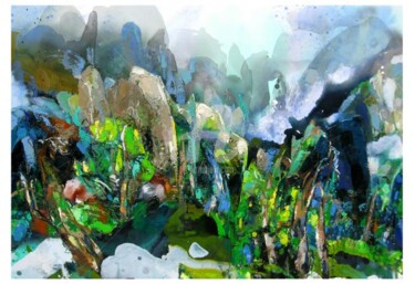 Peinture intitulée "mountain series14" par Soon Lai Wai, Œuvre d'art originale, Huile