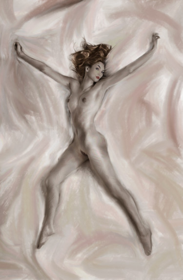 Картина под названием "LOOK AT ME IV (nude…" - Soontou Baarn, Подлинное произведение искусства, Цифровая живопись