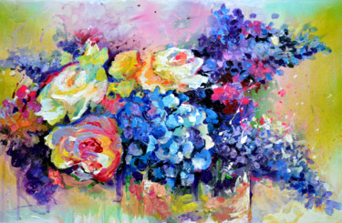 Painting titled "FLOWER LAUGHS - Flo…" by Roxana Gabriela Soos, Original Artwork, Acrylic
