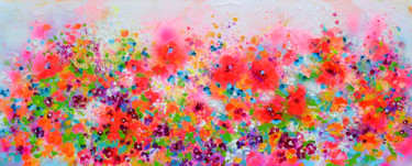 Schilderij getiteld "Poppies Field" door Roxana Gabriela Soos, Origineel Kunstwerk, Acryl