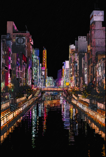 Digital Arts titled "La ville" by Sophia Hazi, Original Artwork, Digital Painting