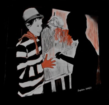 Dessin intitulée "L'ombre peint" par Sophia Hazi, Œuvre d'art originale, Pastel