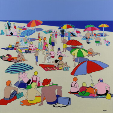 Painting titled "Aan Zee" by Sophia Heeres, Original Artwork, Acrylic Mounted on Aluminium