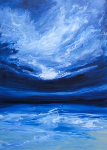 Peinture intitulée "Chasing the Blue" par Sophia Kühn, Œuvre d'art originale, Acrylique