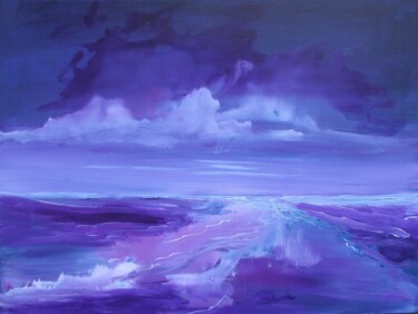 Painting titled "Violet sky" by Sophia Kühn, Original Artwork, Acrylic