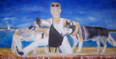 Peinture intitulée "Deux beaux chiens" par Hélène Clérivet, Œuvre d'art originale