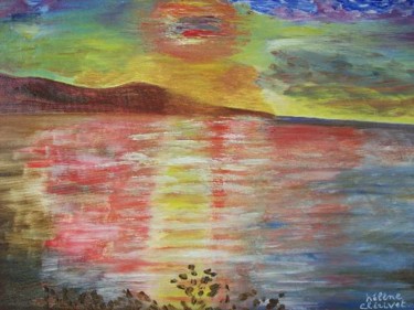 Peinture intitulée "Coucher du soleil s…" par Hélène Clérivet, Œuvre d'art originale