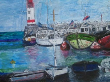Peinture intitulée "Ile de Groix - Port…" par Hélène Clérivet, Œuvre d'art originale