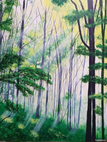 Painting titled "Green forest" by Sophie Ackermann, Original Artwork, Acrylic