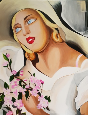 Peinture intitulée "La dame en blanc.jpg" par Sophie Ackermann, Œuvre d'art originale, Acrylique