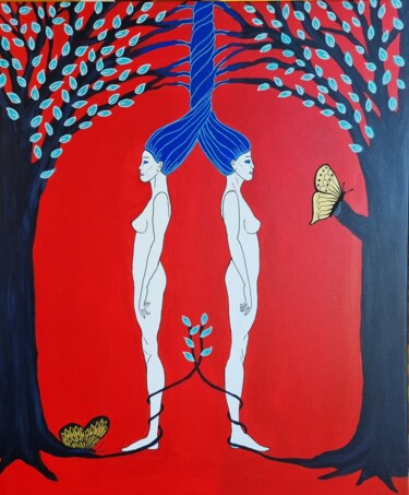 Painting titled "Gémellité" by Sophie Ackermann, Original Artwork, Acrylic