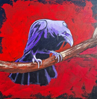 Malerei mit dem Titel "The Crow" von Sophie Ackermann, Original-Kunstwerk, Acryl