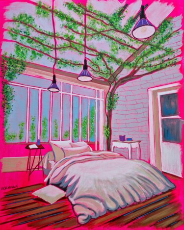 Painting titled "La chambre paisible" by Sophie Ackermann, Original Artwork, Acrylic