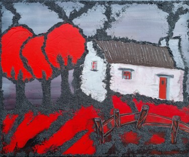 Peinture intitulée "Les arbres rouges" par Sophie Ackermann, Œuvre d'art originale, Acrylique