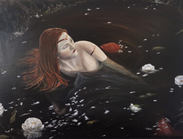 Malerei mit dem Titel "Ophelia" von Sophie Adair, Original-Kunstwerk, Öl Auf Keilrahmen aus Holz montiert