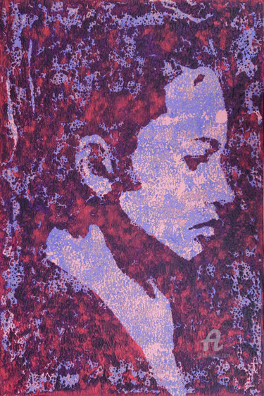 Schilderij getiteld "Portrait femme rose…" door Sophie Artinian, Origineel Kunstwerk, Olie