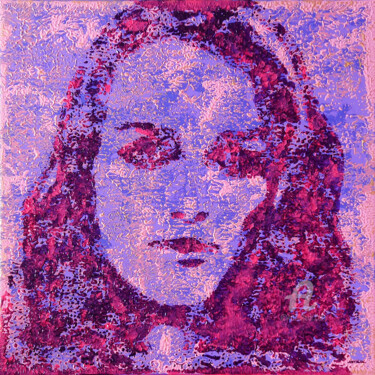 Malarstwo zatytułowany „Portrait femme rose…” autorstwa Sophie Artinian, Oryginalna praca, Olej Zamontowany na Drewniana ram…