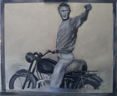 Painting titled "Steeve McQueen" by Sophie Baret, Original Artwork, Oil