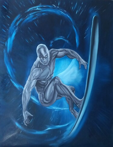 Peinture intitulée "Le Surfeur d'Argent…" par Sophie Baret, Œuvre d'art originale, Huile