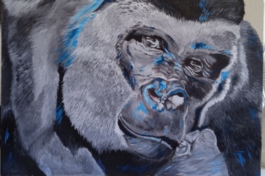 Peinture intitulée "Portrait d'un goril…" par Sophie Baret, Œuvre d'art originale, Huile