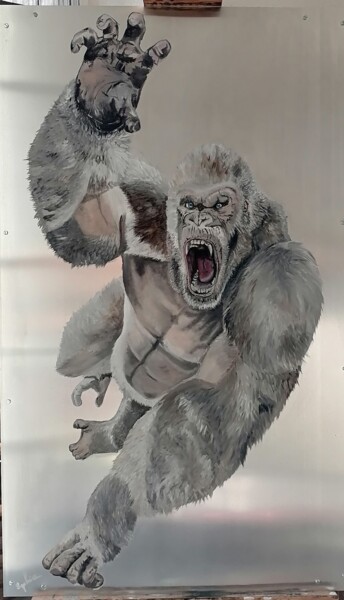Peinture intitulée "Gorille dans Strang…" par Sophie Baret, Œuvre d'art originale, Huile Monté sur Châssis en bois