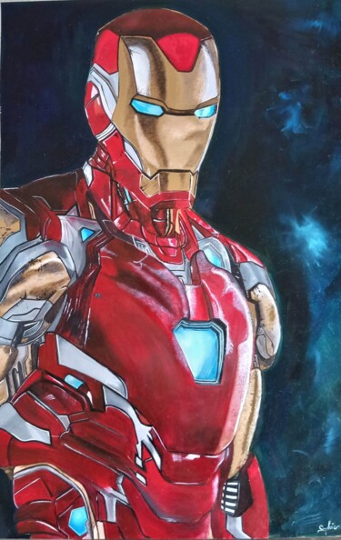Painting titled "Iron Man" by Sophie Baret, Original Artwork, Oil