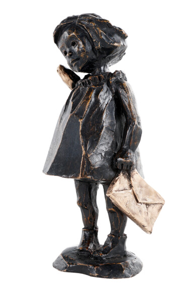 Скульптура под названием "La petite messagère" - Sophie Barut, Подлинное произведение искусства, Бронза