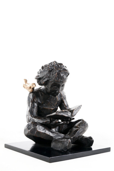 Sculpture titled "Le lecteur assis (s…" by Sophie Barut, Original Artwork, Bronze