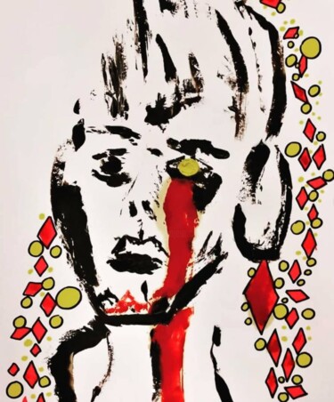 Painting titled "le frère rouge" by Sophie Bazy, Original Artwork, Wax