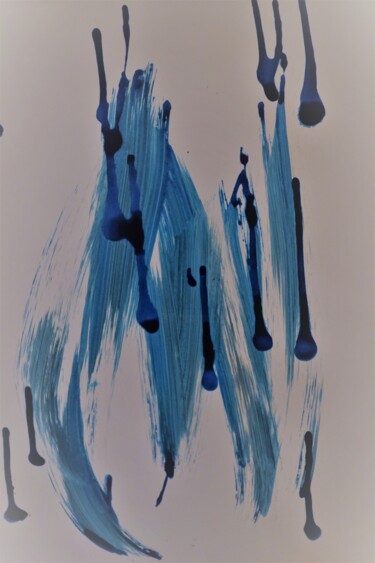 Peinture intitulée "Pluie Bleue - Sophi…" par Sophie Bazy, Œuvre d'art originale, Encre