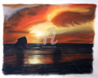 Painting titled "Chaleur d'un soir" by Sophie Bertrand (Soso), Original Artwork, Pastel