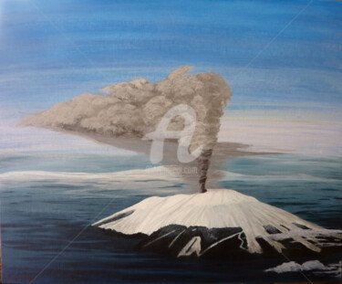 Painting titled "L'Etna" by Sophie Bertrand (Soso), Original Artwork, Acrylic