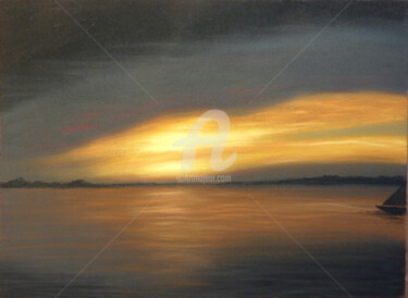 Painting titled "Soleil de nuit" by Sophie Bertrand (Soso), Original Artwork, Pastel