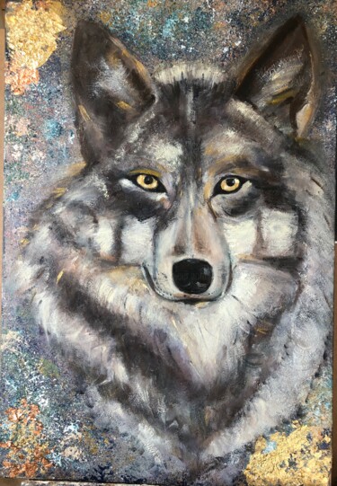 Painting titled "SAUVAGE 🐺" by Sophie Bouriche, Original Artwork, Oil
