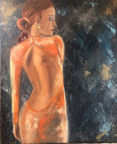 Painting titled "FLAMENCO" by Sophie Bouriche, Original Artwork, Oil Mounted on Wood Stretcher frame