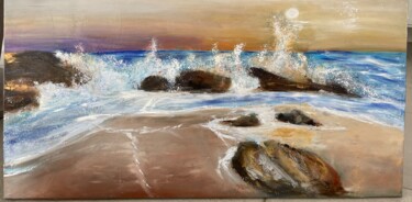 Peinture intitulée "La côte bretonne" par Sophie Bouriche, Œuvre d'art originale, Huile Monté sur Châssis en bois