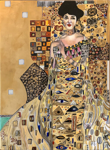 Pintura intitulada "BerenKlimt" por Sophie Boyer, Obras de arte originais, Pigmentos Montado em Armação em madeira