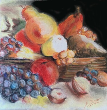 Drawing titled "Nature morte, #arti…" by Sophie Boyer, Original Artwork, Pastel Mounted on Wood Stretcher frame